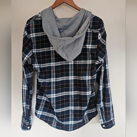 Contrast Plaid Button Up Hoodie Shirt From AMAZON Unisex - Picture 6 of 6